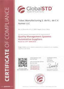 CERT TUBAC MANUFACTURING- AZMEX- IATF 16949-2016