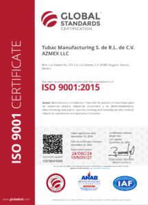 Azmex Plastics ISO 90001 2015 2024-2027